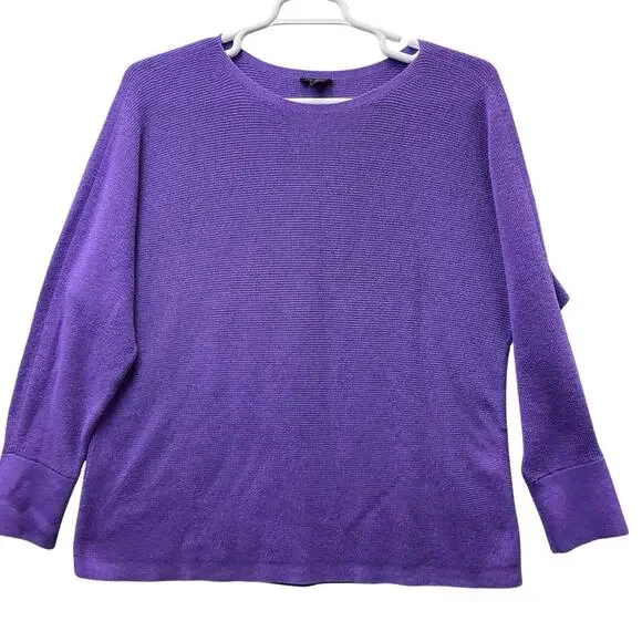 J Jill Sweater Womens Sz. XL Purple Boat Neck Tunic 3/4 Drop Sleeve Linen Blend - Picture 5 of 16
